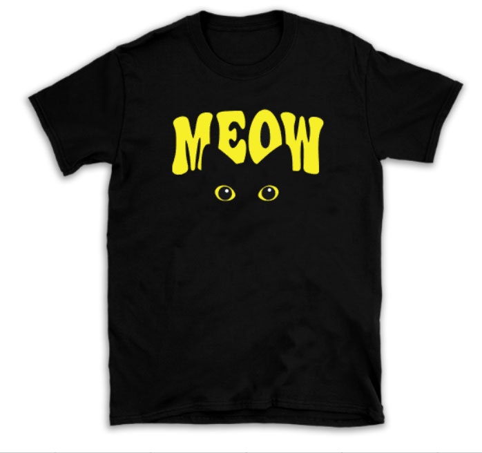 T shirt present meow rolig humor cat katter svart tröja kläder katt shopping