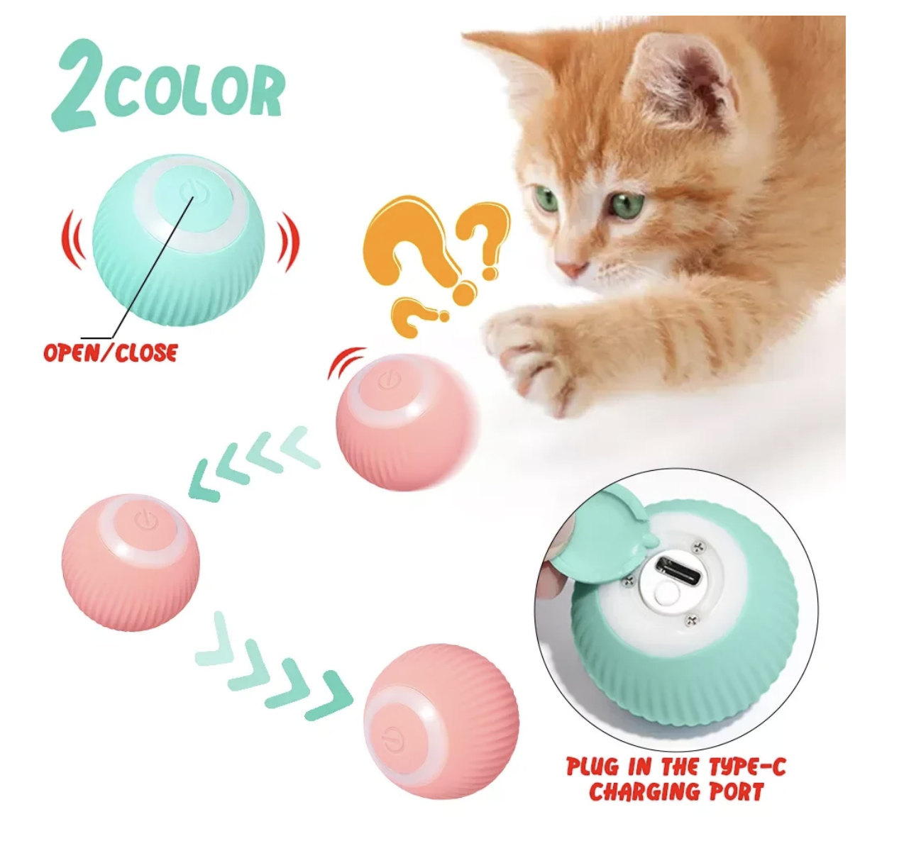 Smart roterande kattboll