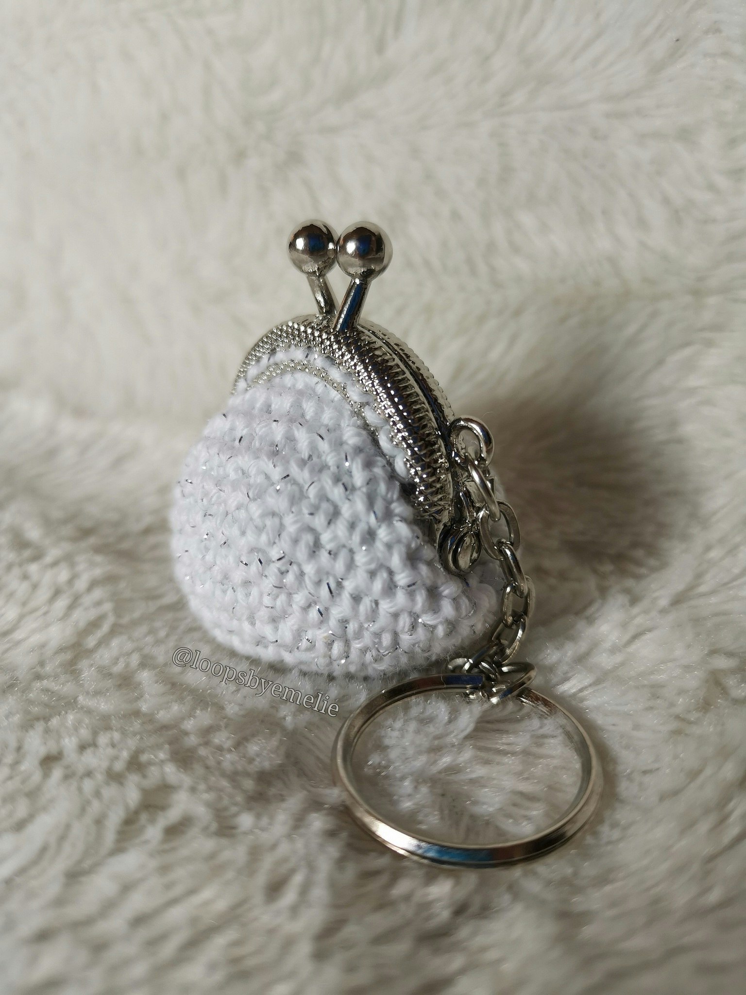 Virkad portmonnä/minibörs med nyckelring - Glitter (Flera färgval)