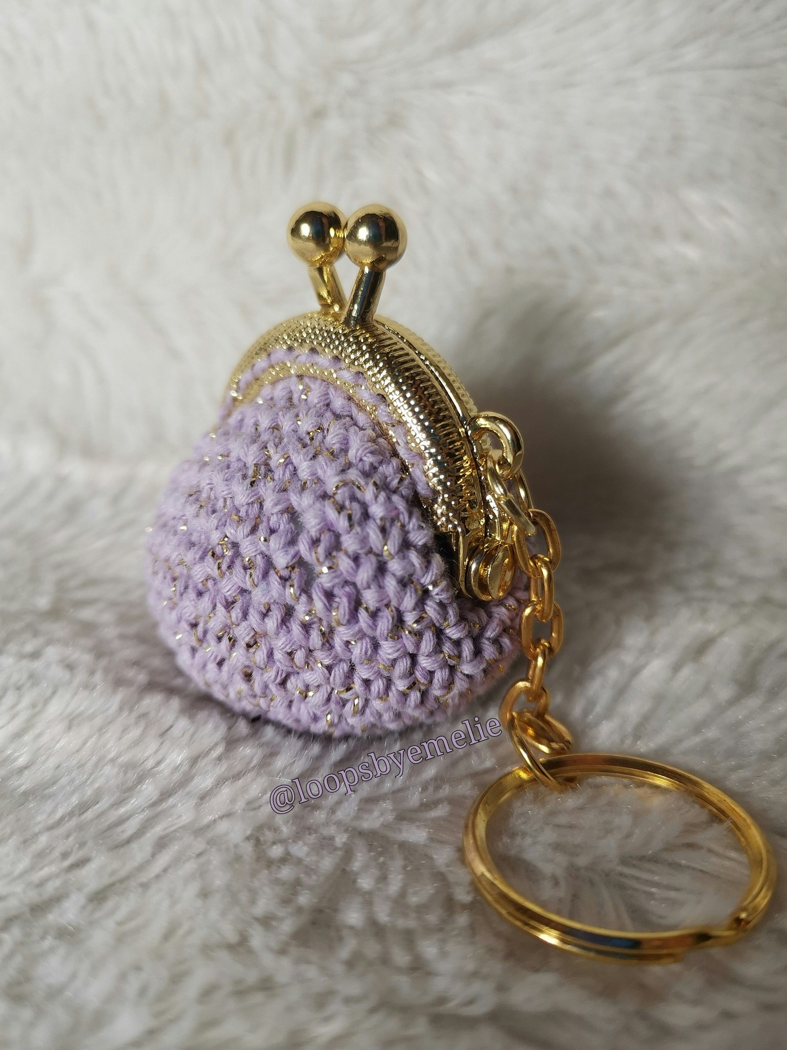 Virkad portmonnä/minibörs med nyckelring - Glitter (Flera färgval)