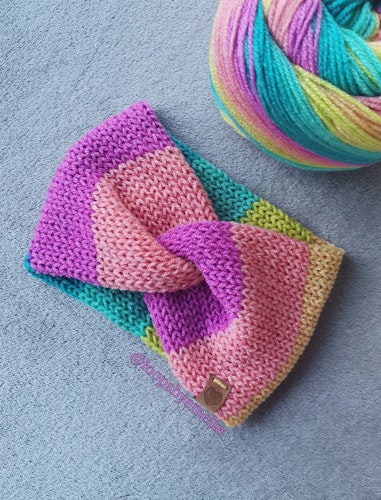 Dubbelstickat pannband med twist - Barn