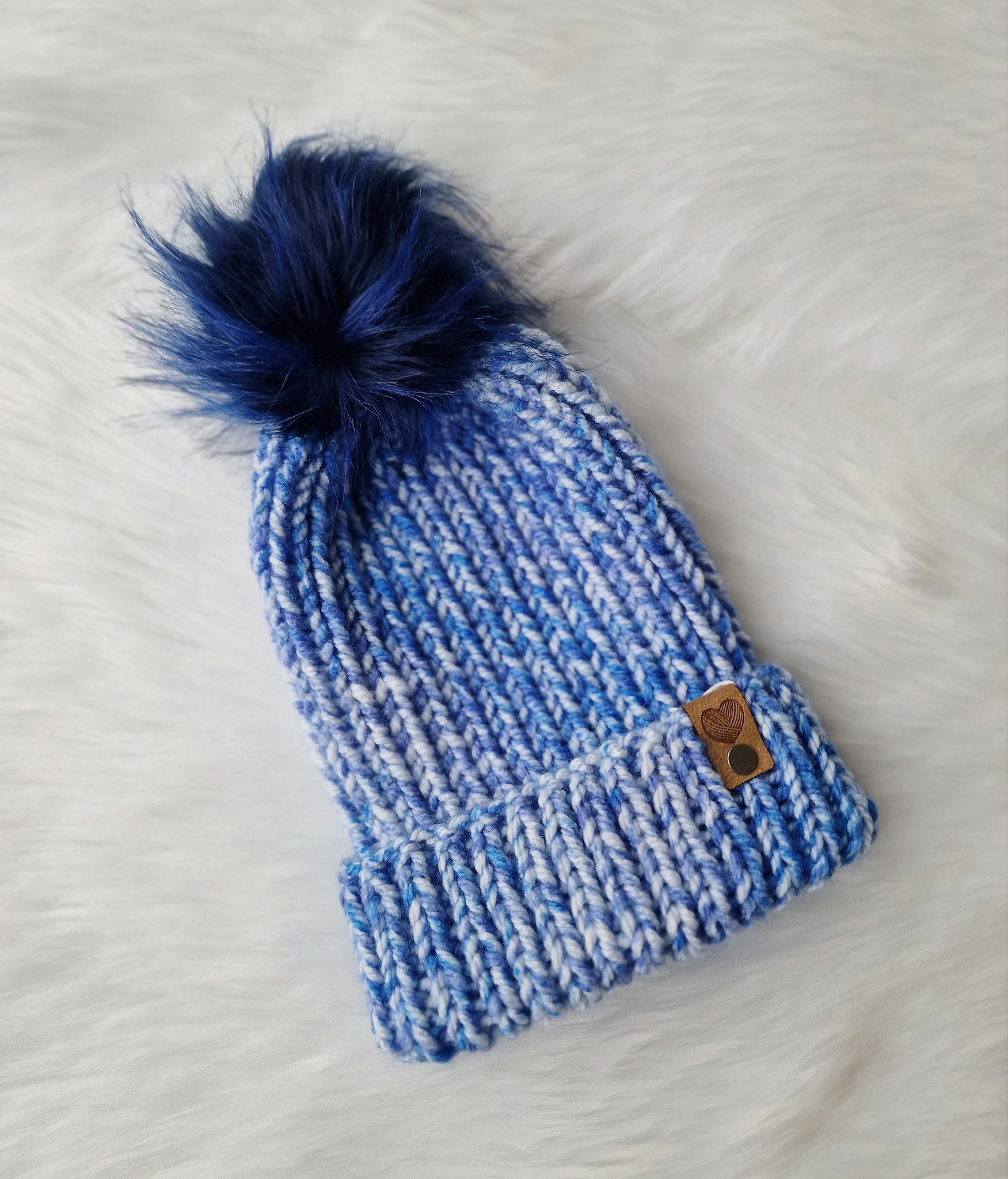 Chunky beanie - Blåmelerad