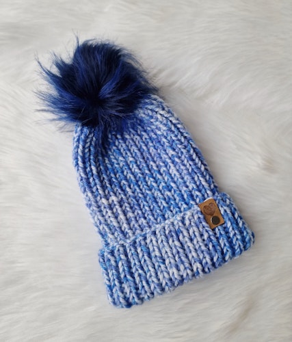 Chunky beanie - Blåmelerad