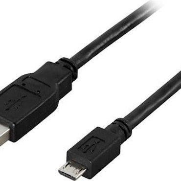 Deltaco USB-301S USB 2.0 kabel, Typ A ha - Typ Micro B ha, 5-pin, 1m, svart