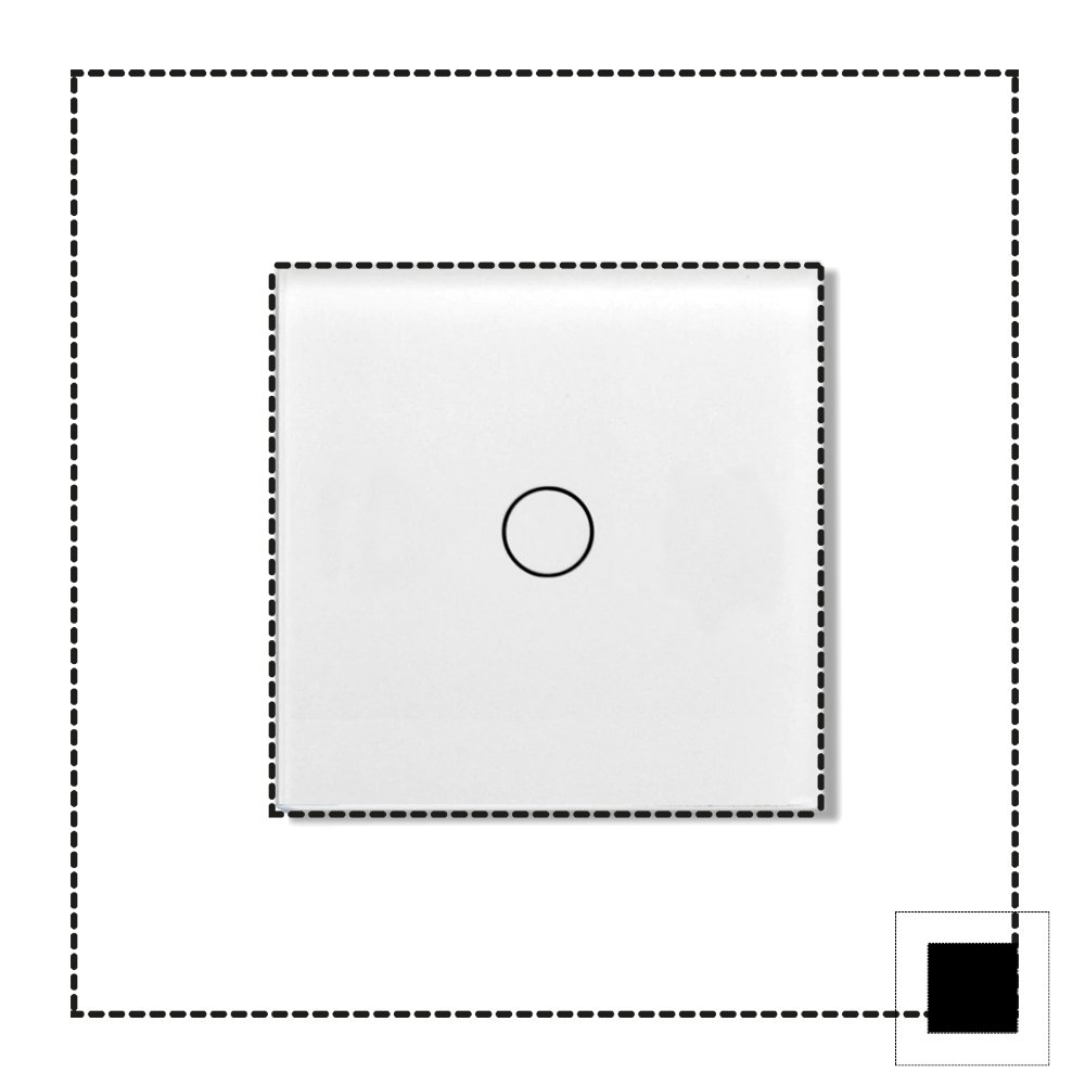 Nino Switch&Socket modulglas, 1-grupp, vit, till täckram ALUM/GLAS