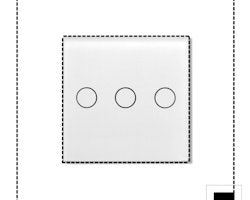 Nino Switch&Socket modulglas, 3-grupp, vit, till täckram ALUM/GLAS