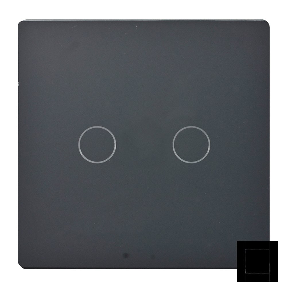 Nino Switch&Socket G-PAN, Solid glaspanel, för 2-grupp touchmodul, svart