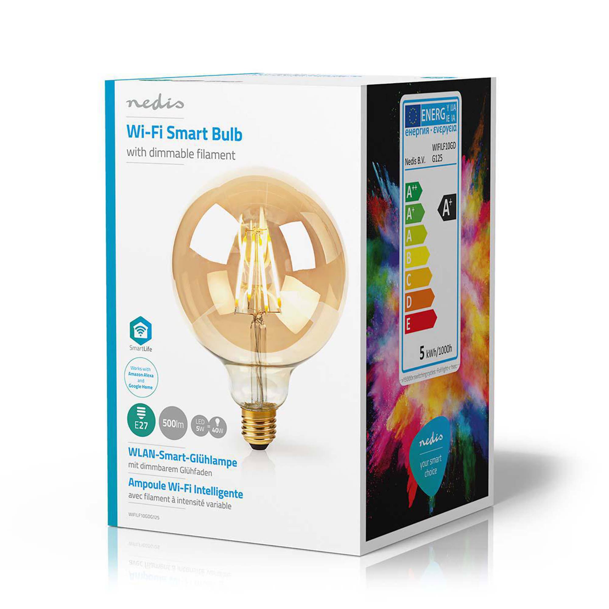 SmartLife LED vintage lampa | Wi-Fi | E27 | 500 lm | 5 W | Varm Vit | 2200 K | Glas | Android™ / IOS | G125