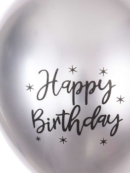 Silver Happy Birthday Ballonger