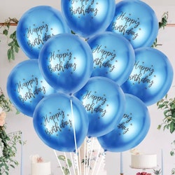 Blå Happy Birthday Ballonger