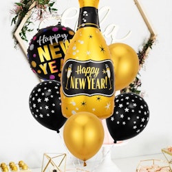 Ballonguppsättning Happy New Year Guld