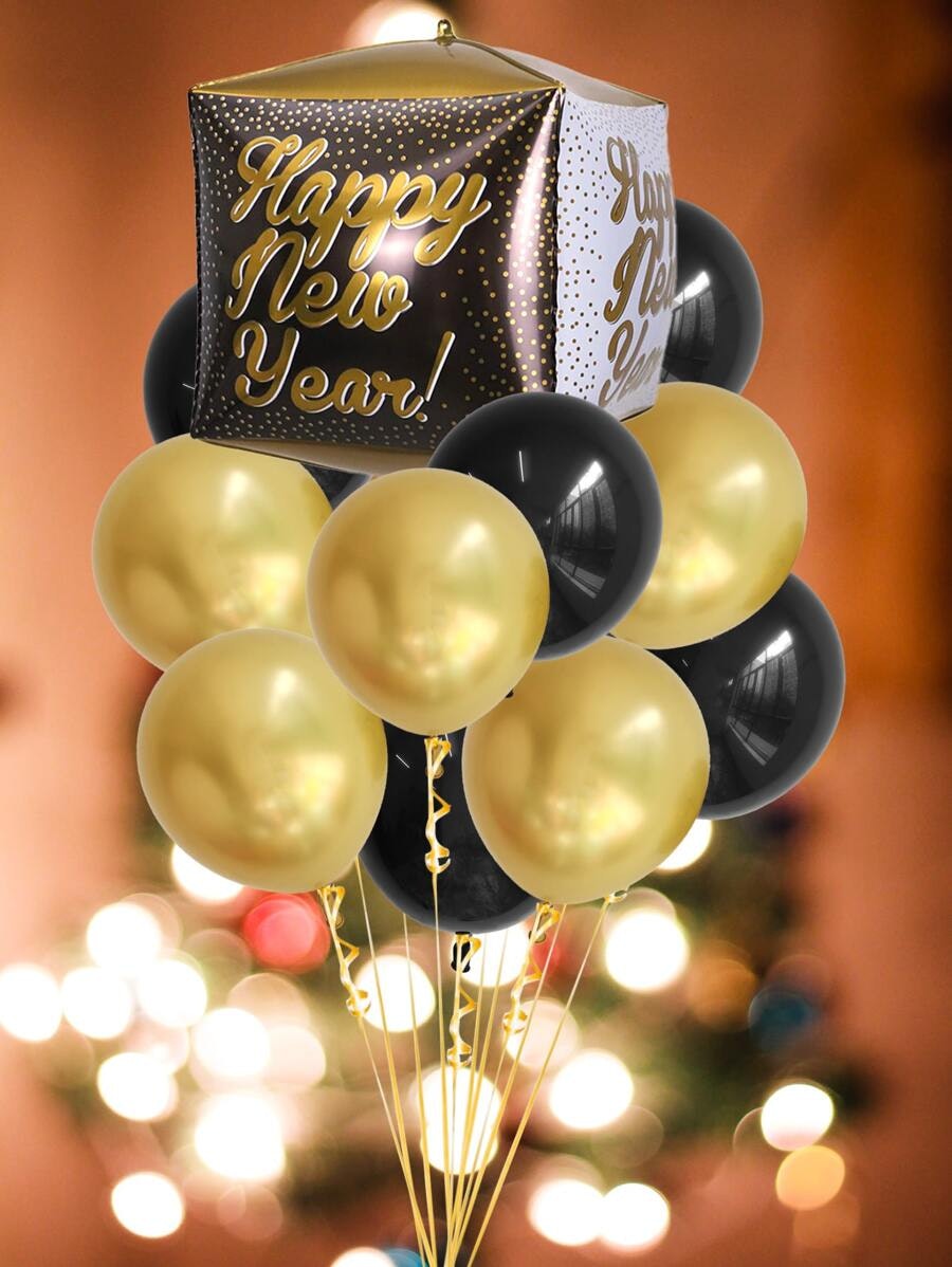 Ballonguppsättning Happy New Year Kub