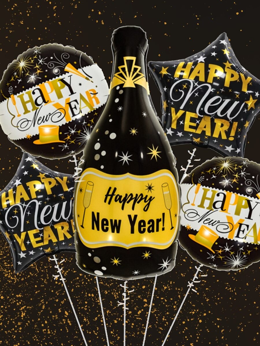 Happy New Year Ballong Kit Svart