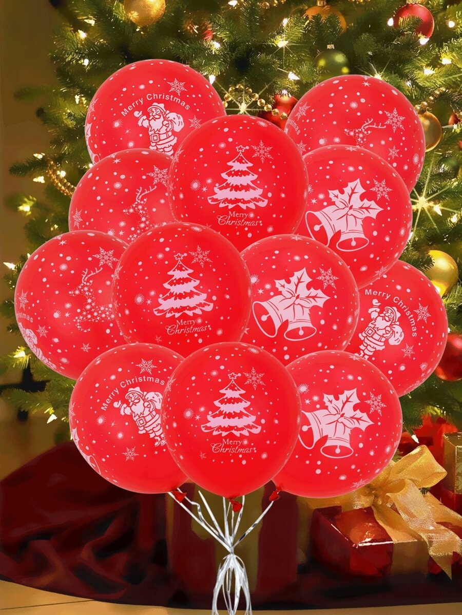 Röda Ballonger med Julmotiv