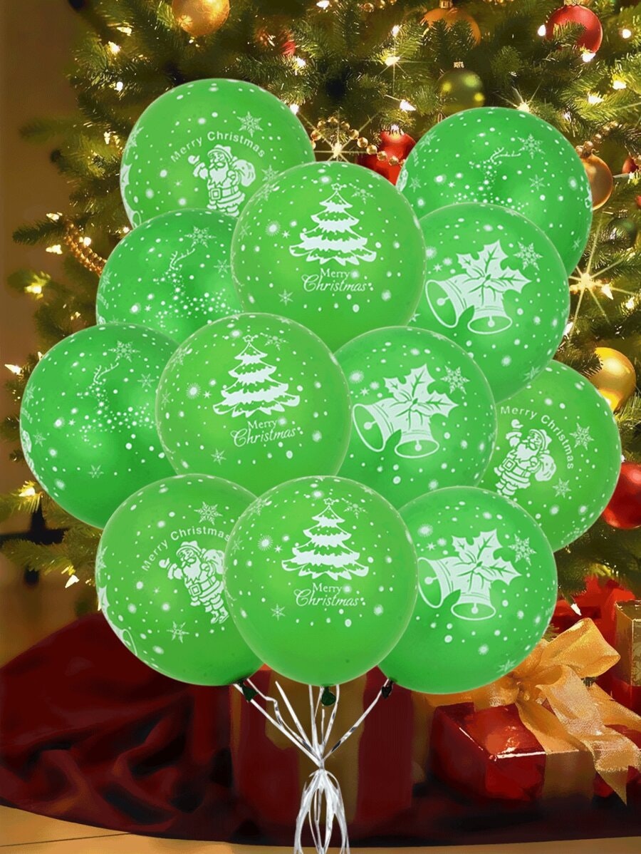 Gröna Ballonger med Julmotiv