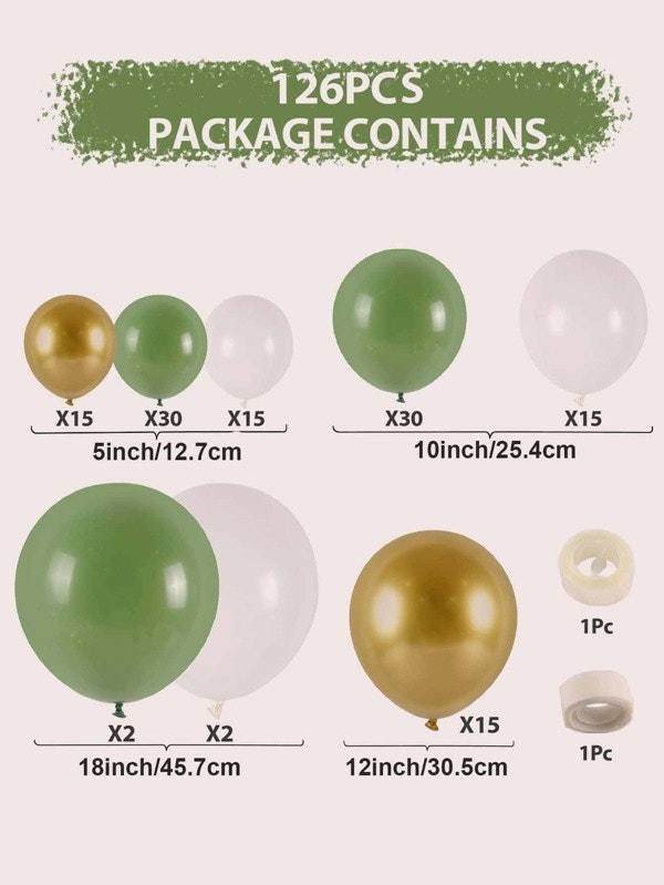 Ballongbåge Grön, Vit och Guld
