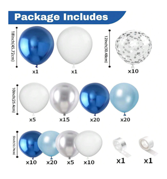 Ballongbåge Blå/Vit/Silver
