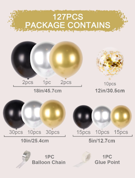 Ballongbåge Svart/Guld/Silver