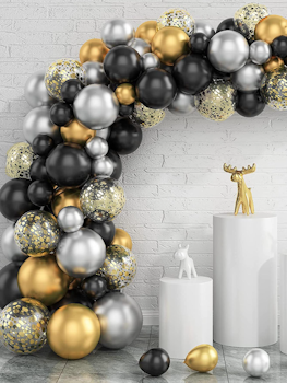 Ballongbåge Svart/Guld/Silver