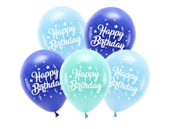 Happy Birthday Ballonger Blå