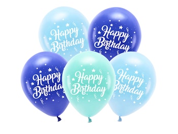 Happy Birthday Ballonger Blå