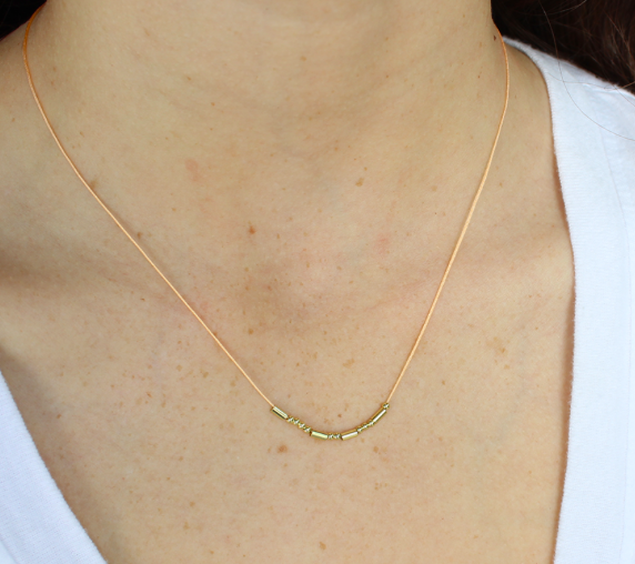 Lucky Feather - Morse-Code Gold Necklace - LOVED