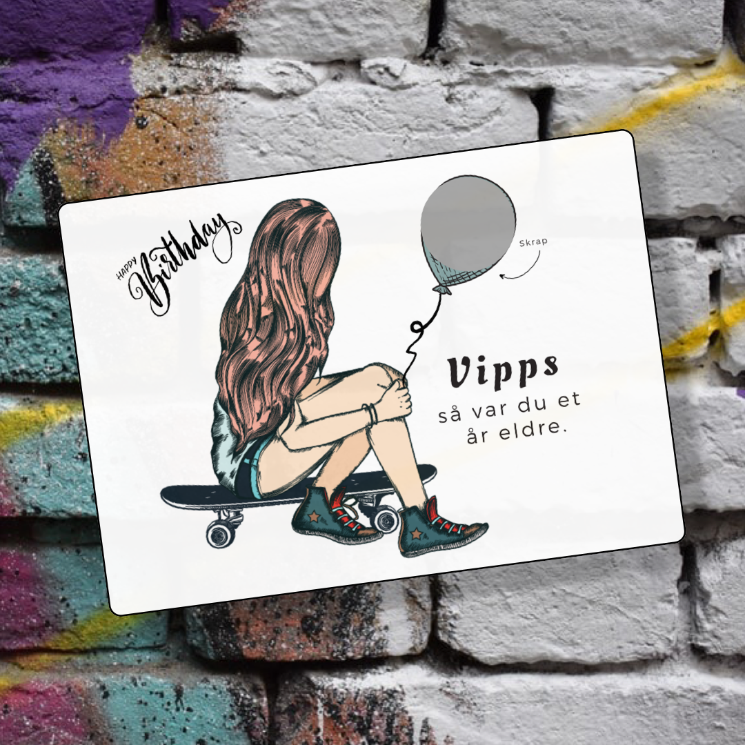 Vipps Bursdagskort - Skater Girl