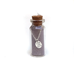 Lucky Feather - Message in a Bottle Necklace - "Live Joyfully"