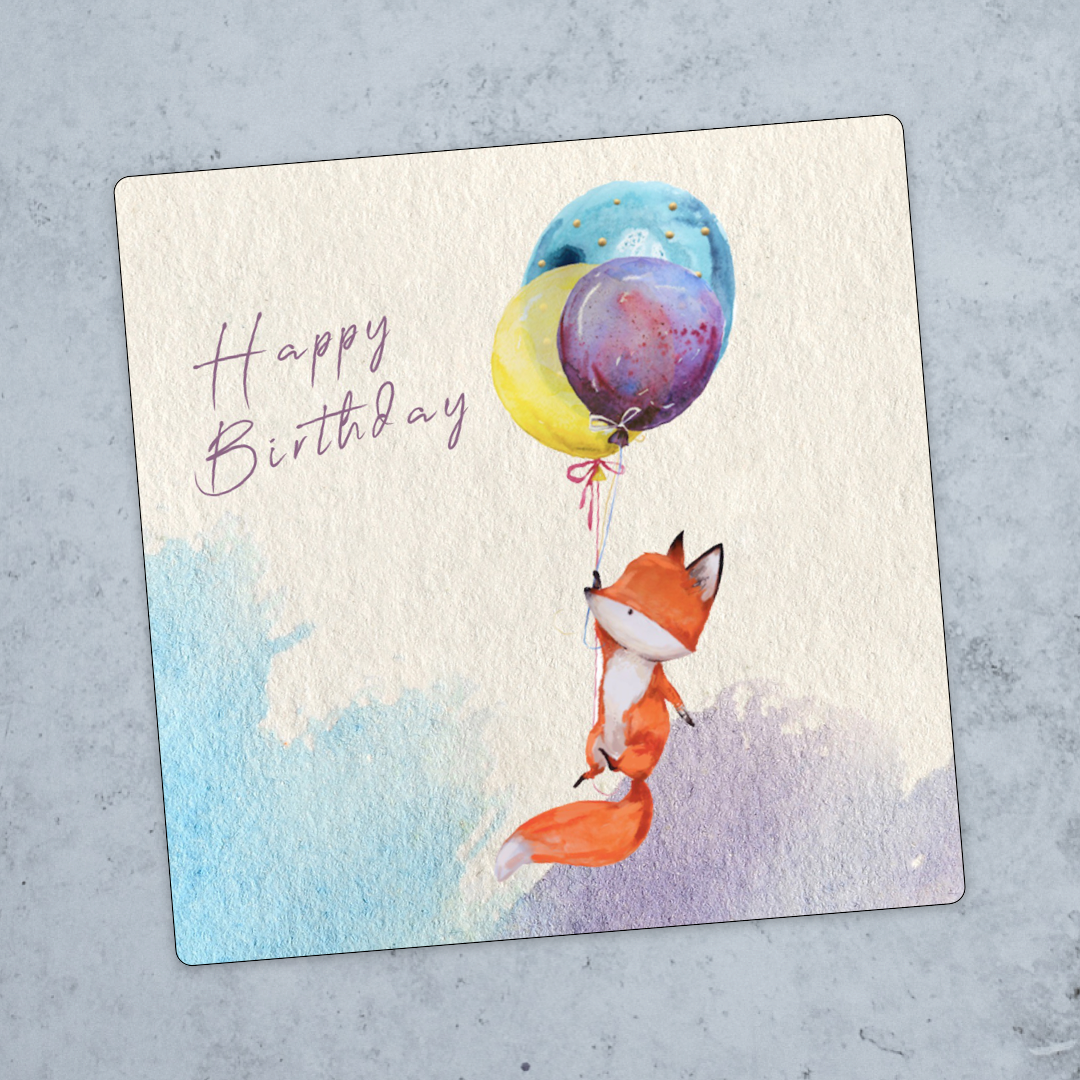 Fox Ballon Birthday Card