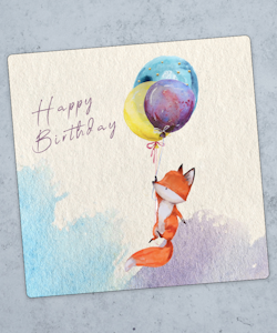 Fox Ballon Birthday Card