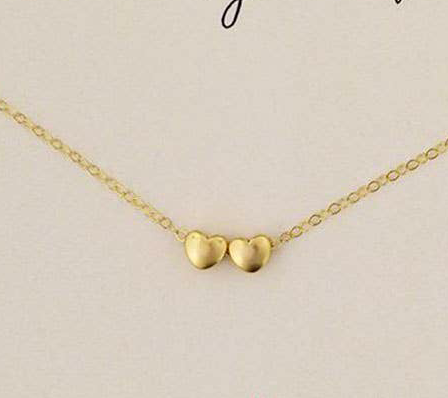The Vintage Pearl - "All My Loves Gold Necklace" - 2 Hearts