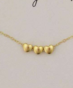 The Vintage Pearl - "All My Loves Gold Necklace" - 3 Hearts