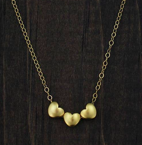 The Vintage Pearl - "All My Loves Gold Necklace" - 3 Hearts