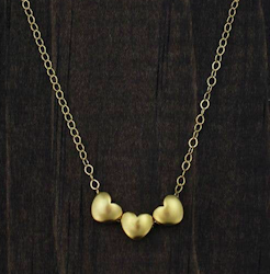 The Vintage Pearl - "All My Loves Gold Necklace" - 3 Hearts