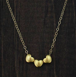 The Vintage Pearl - "All My Loves Gold Necklace" - 3 Hearts