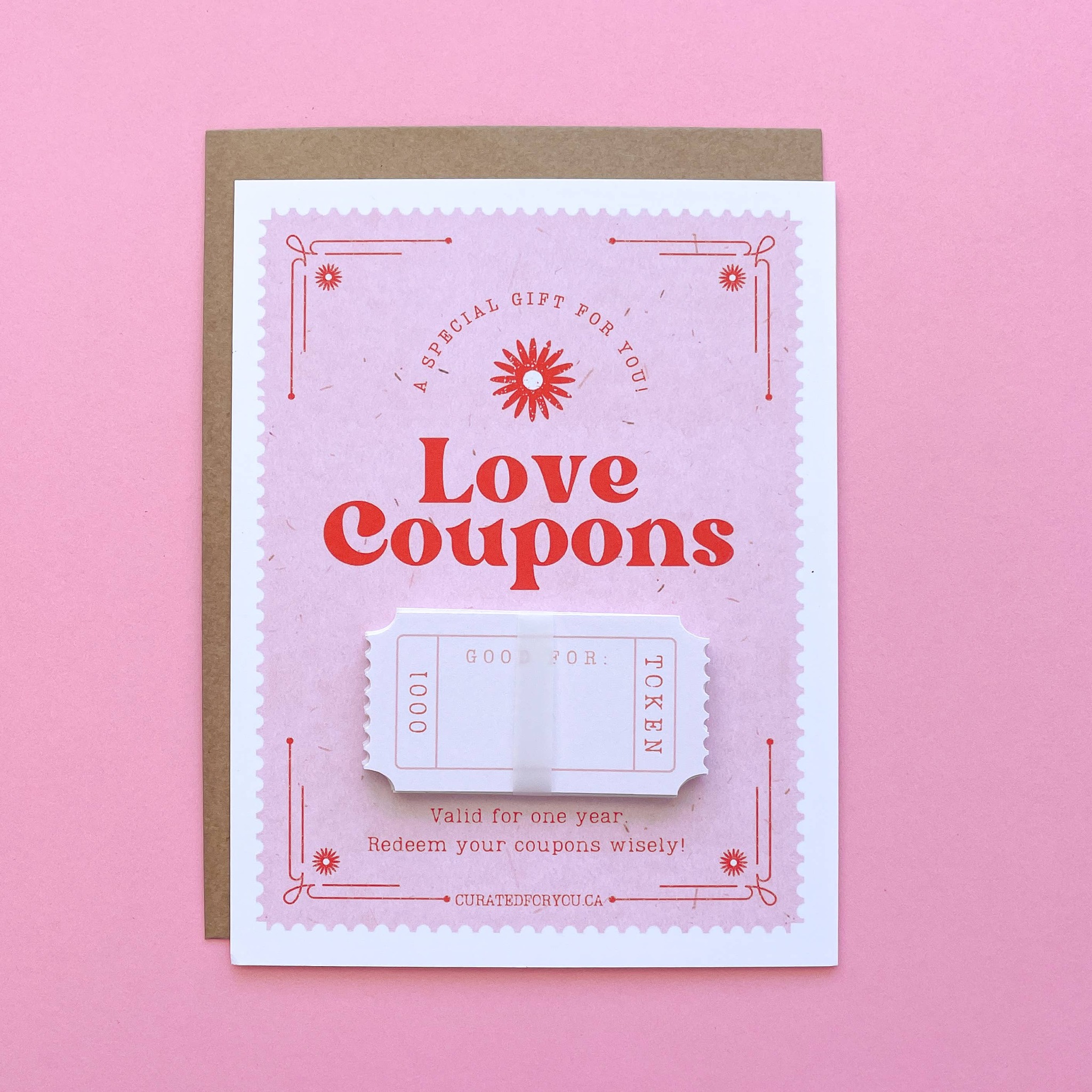 Curated for you Gift - Retro Love Coupons Card - pink