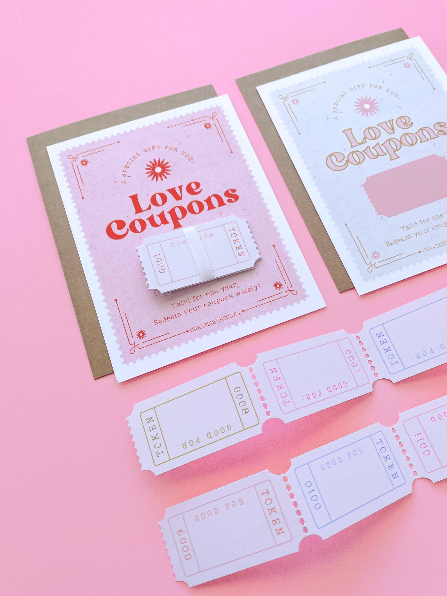 Curated for you Gift - Retro Love Coupons Card - pink
