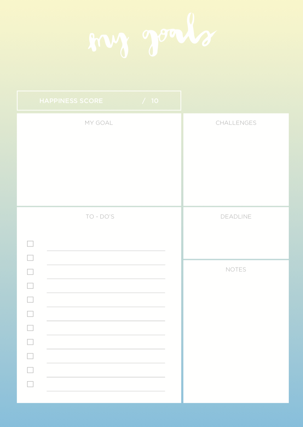 The Happiness Planner - "MY GOALS" NOTEPAD