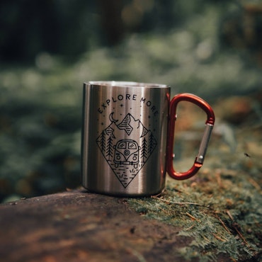 Carabiner Steel Camping Mug - EXPLORE