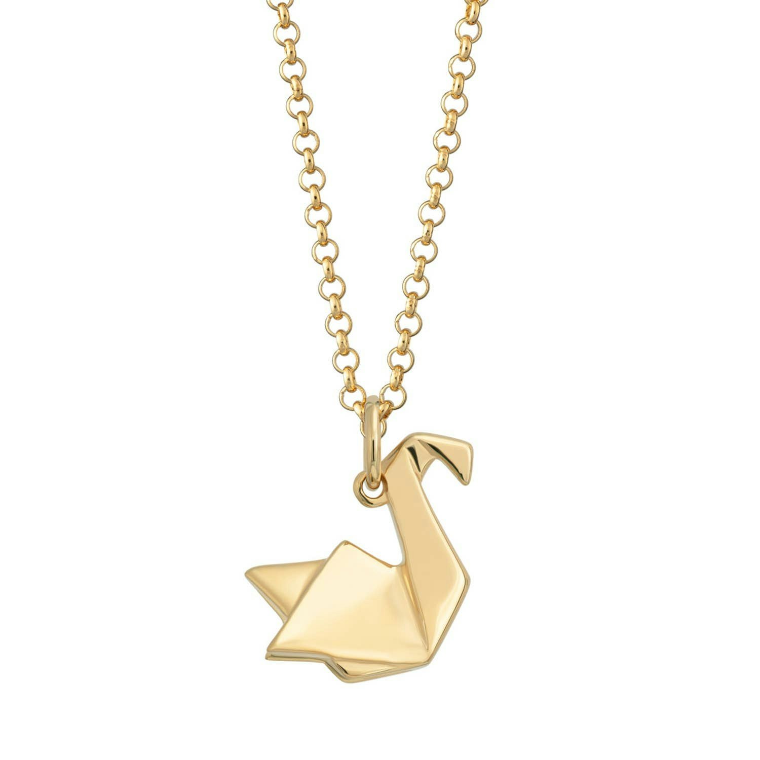 Lily Charmed - Origami Swan  Gold Necklace