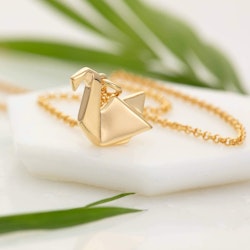 Lily Charmed - Origami Swan  Gold Necklace