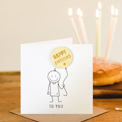Jodie Gaul & Co - Stick Man Happy Birthday Balloon Card