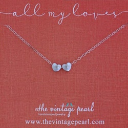 The Vintage Pearl - "All My Loves Gold Necklace" - 2 Hearts - Silver