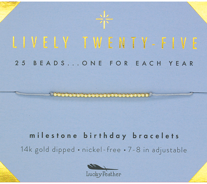 Lucky Feather - Milestone Birthday Bracelet - GOLD - Twenty-Five