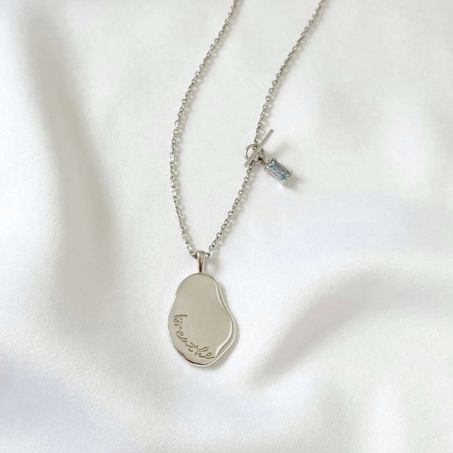 Wanderlust + Co - Breathe Silver Mantra Necklace