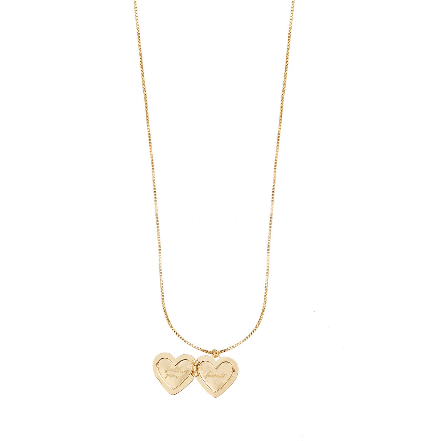 Wanderlust + Co - Heart Gold Locket Necklace