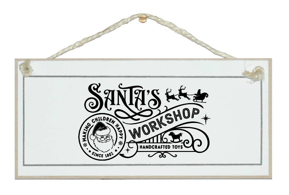 Crafty Clara Wooden Sign - "Santa's Workshop"