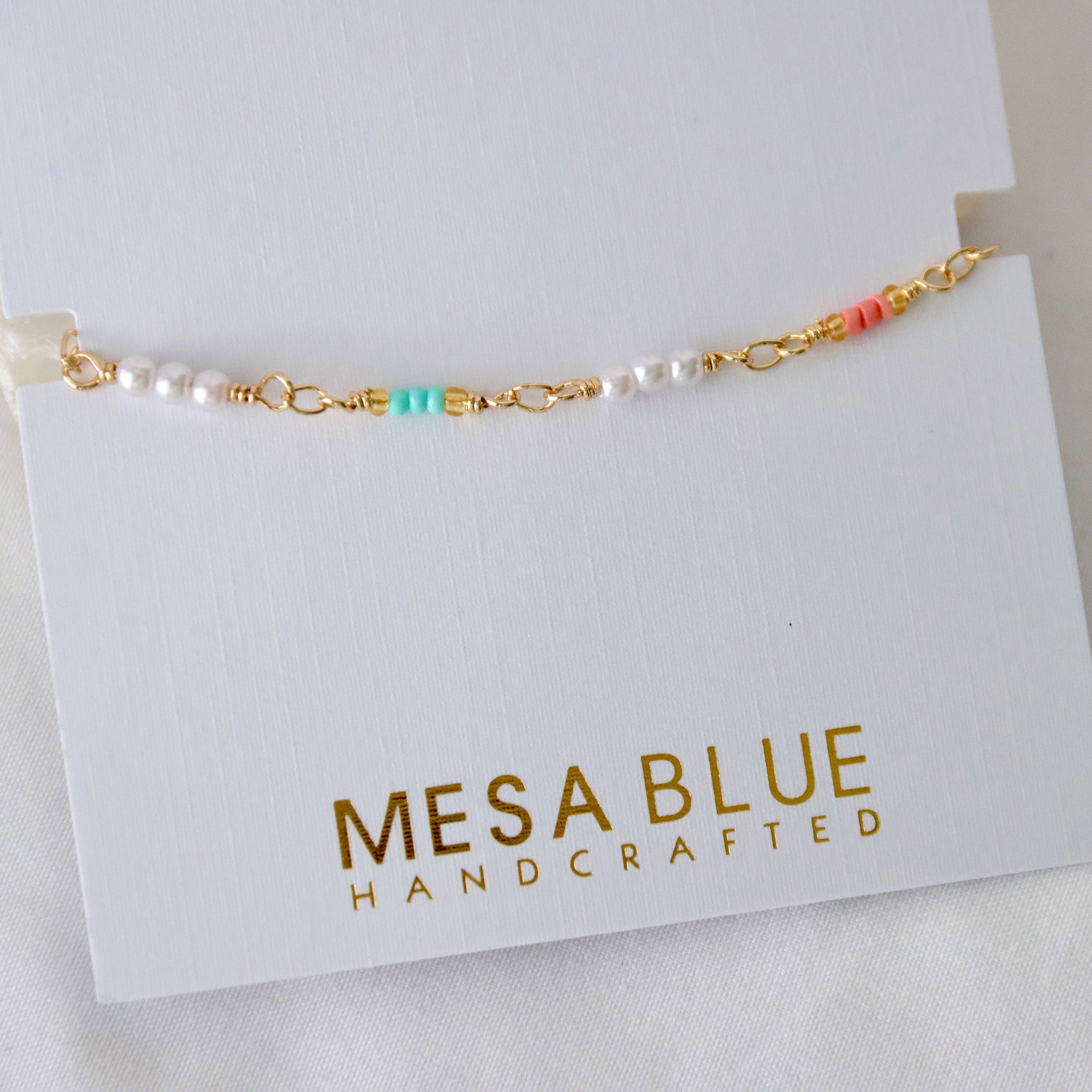 Mesa Blue - Pearl Beaded Bracelet