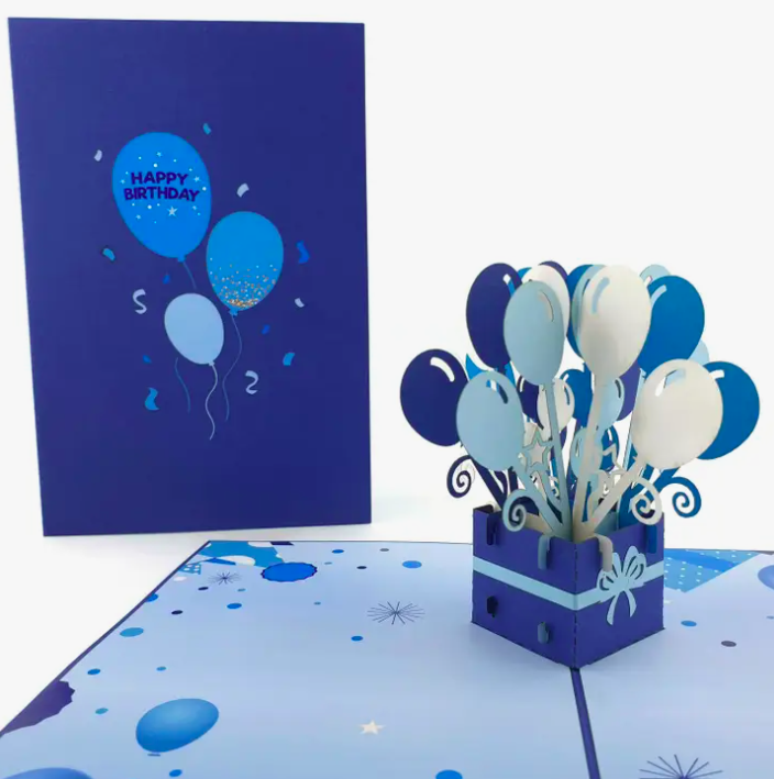Color Pop Cards - 3D Birthday Balloons Blue