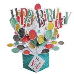 Wishstring  Pop-up Card - Birthday Balloons Colorful